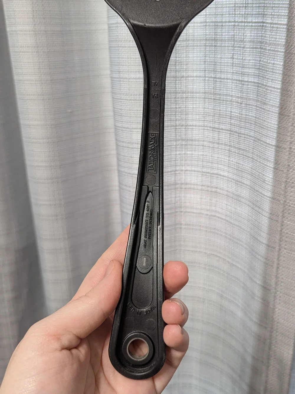 Vintage TailorMade Slotted Black Nylon Plastic Spatula Made In USA